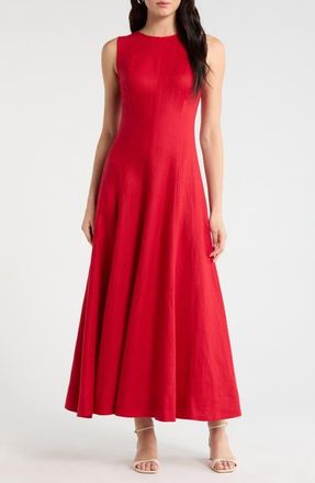 Reformation Cecila Sleeveless Linen Maxi Dress in Lipstick at Nordstrom, Size 10