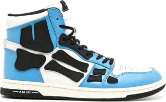 Amiri Blauwe Leren High-Top Sneakers met Botapplicaties - Heren - Sneakers - Veelkleurig - 41 EU - Leer - Schoenen