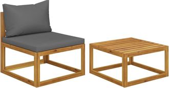 vidaXL Juego De Sal&oacute;n De Jard&iacute;n De 2 Piezas Vidaxl Con Cojines, Madera Maciza De Acacia