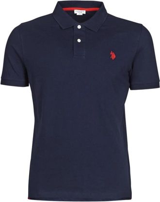 U.S.Polo Association Navy Blue Cotton Polo Shirt - Heren - Polos - Blauw - 4XL - Katoen - Tops