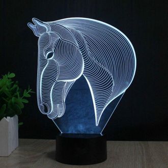 OEM L&aacute;mpara De Noche Led 3d Con Forma De Caballo, Efecto De Ilusi&oacute;n &Oacute;ptica, L&aacute;mpara De Noche Led Con Carga Usb Y 7 Colores Cambiantes Para Decoraci&oacute;n Del 