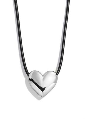 BaubleBar Millie Bubble Heart Cord Necklace in Silver at Nordstrom