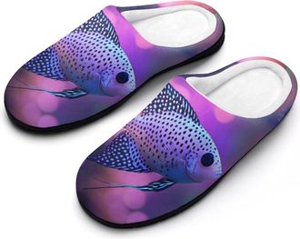 Generic Ornamental Fish Cotton Slipper for Women Indoor Outdoor House Shoes Anti-Skid Slippers with Rubber Sole