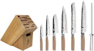 Shun Premier Blonde 8-Piece Professional Knife Block Set with Bamboo Block