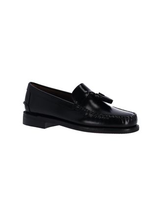 Sebago Mens Flat Shoes Black Leather