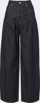 Ganni Jeans barrel fruncidos