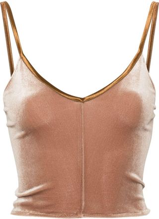 Forte_Forte velvet cropped top - women - Elastane/Polyester - III - Brown