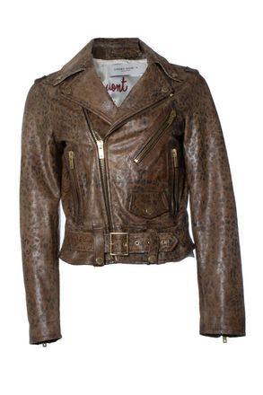 Golden Goose leopard print leather biker jacket