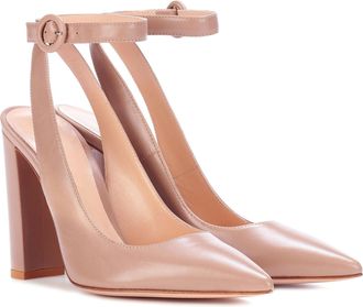 Generic Chunky Heels Pumps for Women, Sexy Pointed Toe Ankle Strap Buckle Court Shoes, Fashion Strappy Leather Slingback Party Wedding High Heels Pumps,Nude,2