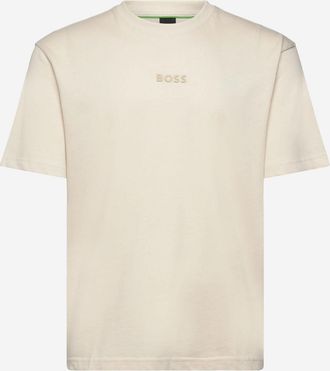 HUGO BOSS Mens Cotton T-Shirt Light Beige T-Shirts And Polos