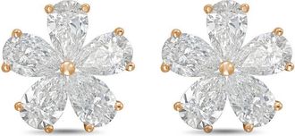 Diana M. Jewels 14kt Rose gold 10.00cts lab grown Pear shaped diamond flower cluster stud earrings