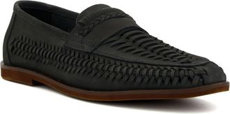 Dune London Mens Brickles - Casual Woven Loafers - Black Leather (archived) - Size UK 10