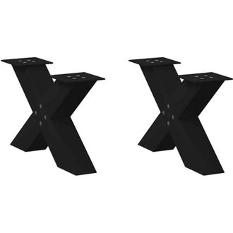 vidaXL Vidaxl - Patas Para Mesa De Centro En Forma De X (2 Unidades), Color Negro, 50 X (30-31) Cm, Acero
