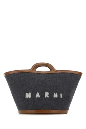 Marni Dark Grey logo-print tote bag