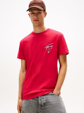 Tommy Jeans T-Shirt TOMMY JEANS TJM SIGN CITY TEE EXT, Herren, Gr. 4XL, bohemian rose, Single Jersey, Obermaterial: 100% Baumwolle, regular fit h&uuml;ftbedeckend, Run