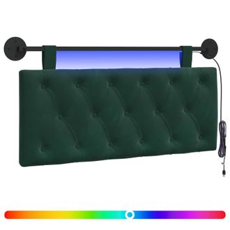 vidaXL Cabecero Colgante Con Luz Led Verde Oscuro Terciopelo Vidaxl