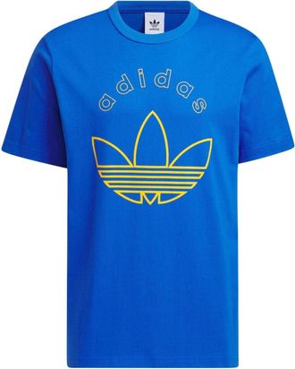 adidas Original Logo Printed T-Shirt Asia Sizing Blue Yellow JD1577