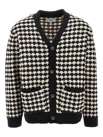 Wax London patterned pocket cardigan - men - Wool/Acrylic - M - Black