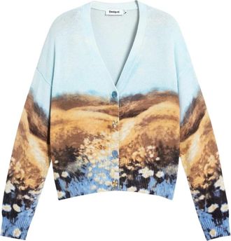 Desigual Landscape Cardigan Sweater - Dames - Vesten - Veelkleurig - XS - Katoen - Truien & Vesten