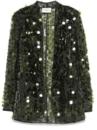 Coperni trompe loeil sequinned jacket - women - Polyester/Polyester - M - Green