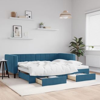 vidaXL Sof&aacute; Cama Nido Con Cajones Terciopelo Azul 90x200 Cm Vidaxl