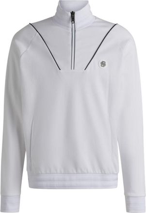 BOSS Cotton zip-neck sweatshirt with Double B monogram