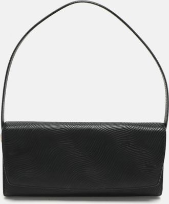 Aigner Black Textured Leather Flap Shoulder Bag