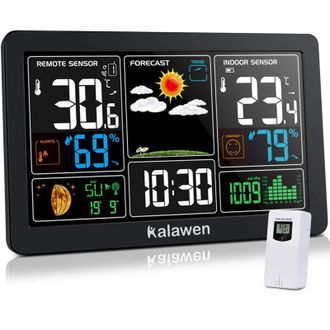 Elle Estaci&oacute;n Meteorol&oacute;gica Inal&aacute;mbrica - Sensor Para Interiores Y Exteriores - Pron&oacute;stico Del Tiempo Las 24 Horas - Pantalla Lcd A Color - Temperatura Y H