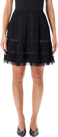 Gimaguas Cielo Skirt Flared Tiered Lace Mini Skirt