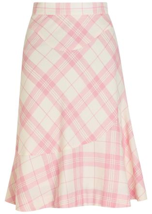 Vivienne Westwood Adder Plaid Wool-blend Crepe Midi Skirt - Cream - 14 (UK14 / L)