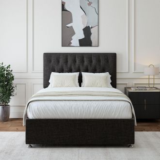 Bedmaster Linen Divan Base & Button Headboard in Mauve | Size: Small Double