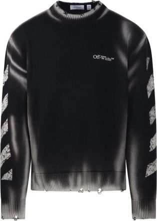 Off-white Diag Corrosion Crewneck Sweater - Heren - Ronde hals truien - Veelkleurig - L - Katoen - Truien & Vesten