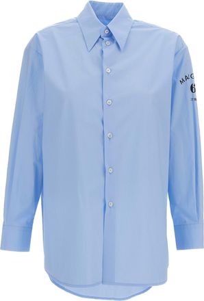 Maison Margiela Light Blue Oversized Cotton Shirt With Adjustable Cuffs