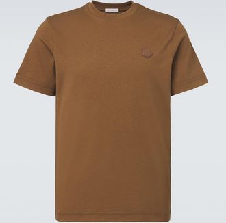 Moncler Leather-trimmed cotton jersey T-shirt