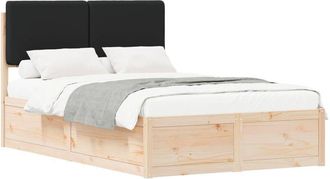 vidaXL Estructura De Cama Con Cabecera Tapizada Negro 120 X 190 Cm Vidaxl