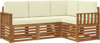 vidaXL Conjunto De Sof&aacute;s De Exterior 4 Uds. Natural Y Crema Poli&eacute;ster Vidaxl