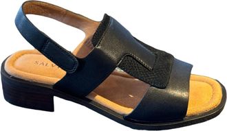 Salvia Women Maxim Sandal In Black/black Lizard