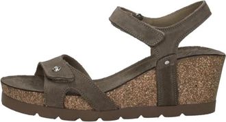 Panama Jack Julia Wedge Sandalen - Dames - Sleehakken - Grijs - 39 EU - Leer - Schoenen