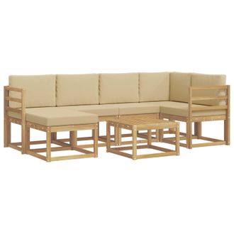 vidaXL Conjunto De Sof&aacute;s De Exterior Con Coj&iacute;n 7 Pcs Y Beige Vidaxl