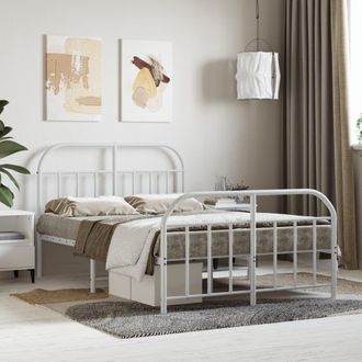 Berkfield Home Metal Bed Frame with Headboard & Footboard White 120x200 cm | Size: Small Double