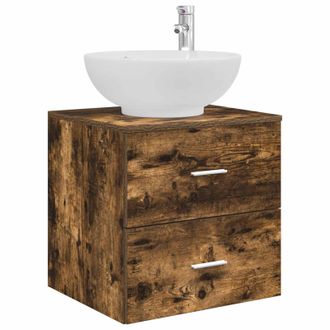 vidaXL Vanidad Con Lavabo De Pared Roble Ahumado 49,5 X 44,5 X 66,5 Cm Vidaxl