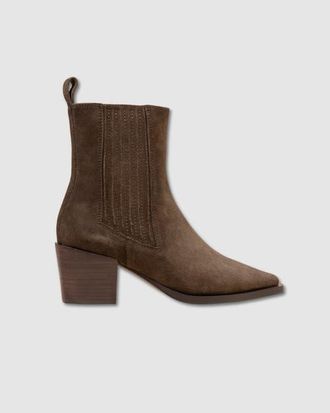 Mi-Mai Jane II Suede Ankle Boots in Khaki at Nordstrom, Size 10