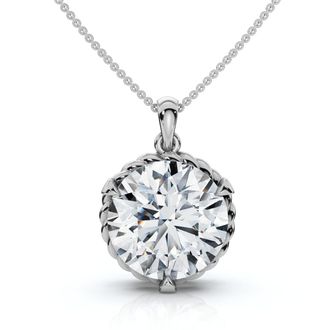 Pompeii3 1Ct Solitaire Braided Diamond Pendant 14k Gold 18 Necklace Lab Grown EF/VS
