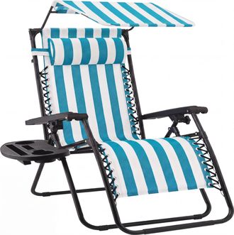 Best Choice Products 30 Extra Wide Folding Zero Gravity Patio Lounge Chair w/Canopy Shade