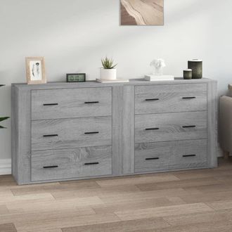 vidaXL Vidaxl - Aparadores 2 Piezas Madera Contrachapada Gris Sonoma