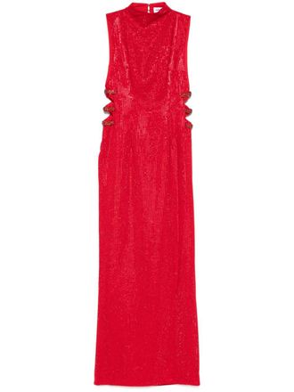 Self Portrait Abito maxi con strass - Rosso