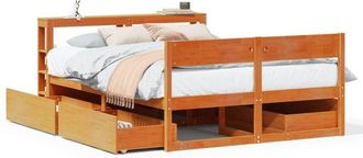 vidaXL Estructura De Cama Sin Colch&oacute;n Madera Maciza Marr&oacute;n 135x190 Cm Vidaxl