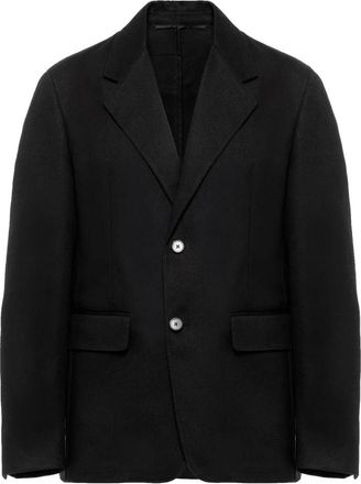 Prada Jassen, Heren, Zwart, S, Katoen, Katoenen jas met vier knopen