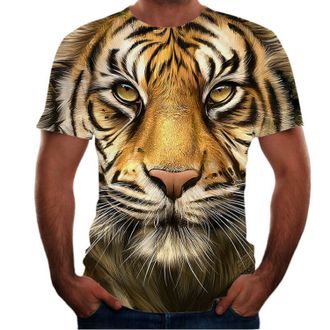 Generic Animal Print 3D T-Shirt Tiger Short Sleeve Mens Lion T-Shirt Casual New Mens Clothing, 1, XXXX-Large