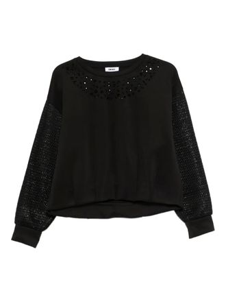 DKNY embellished mesh-sleeve sweatshirt - Black